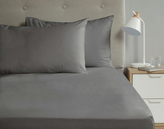 Percale Housewife Pillowcase Pair Grey Charcoal Standard 2