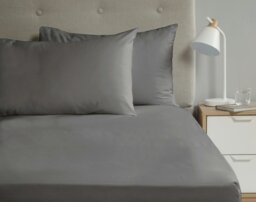 Percale Housewife Pillowcase Pair Grey Charcoal Standard 2
