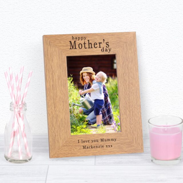 Personalised Happy Mother's Day Wood Picture Frame 6 x 4 for Mum