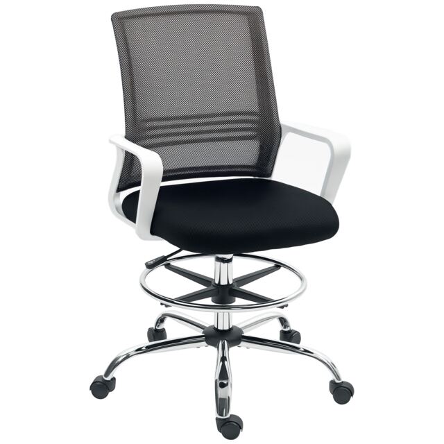 HOMCOM Draughtsman Chair, Mesh Ergonomic Drafting Chair, Black