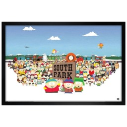 Black Wooden Framed South Park Characters Maxi Poster Multi