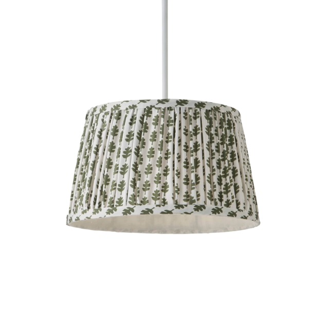 ValueLights Grange Small Green Floral Pleated Shade and Bulb
