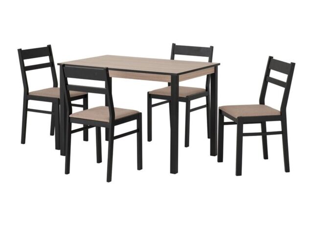 Radley Dining Set - Black - Oak Effect - Oat Fabric Brown 5