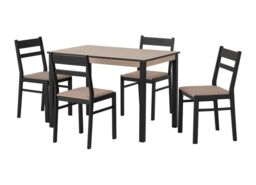 Radley Dining Set - Black - Oak Effect - Oat Fabric Brown 5