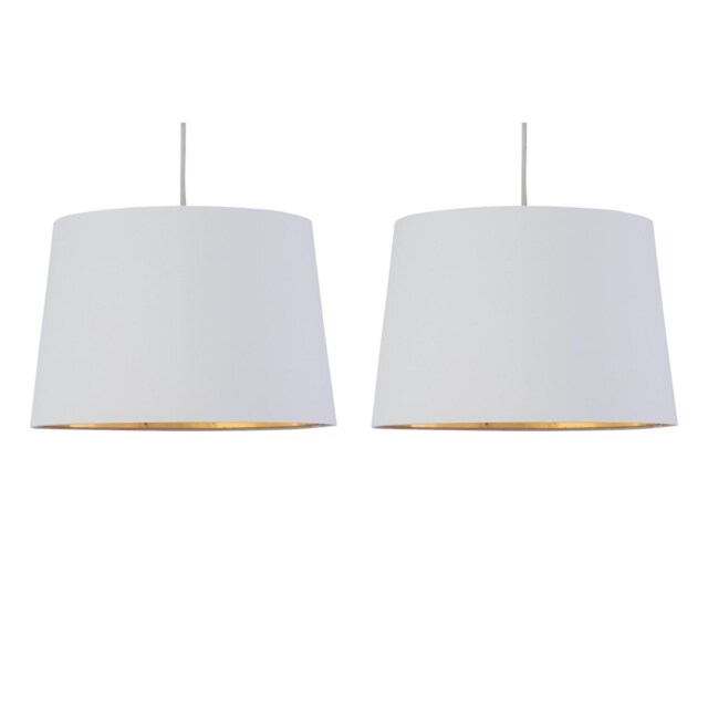 Set of 2 Zoey - White with Gold Inner Easy Fit Pendant or Lamp Shades White Gold Medium 2