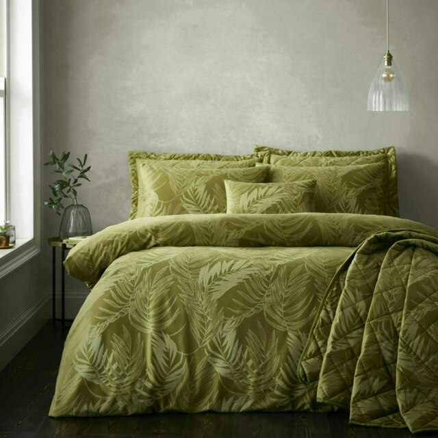 Portfolio Home Woburn Botanical Leaf Bedding Duvet Cover Set Green Double