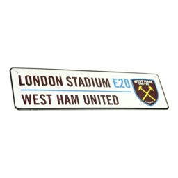 West Ham United FC New Crest 3D Embossed Metal Hanging Street Sign - White/Black - One Size