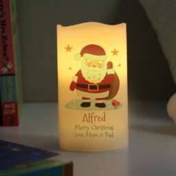 Personalised Christmas Santa LED Candle Cream