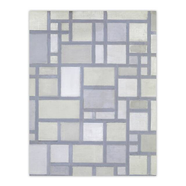 Abstract Composition with Gray lines Mondrian Huge Wall Art Print 18X24 In