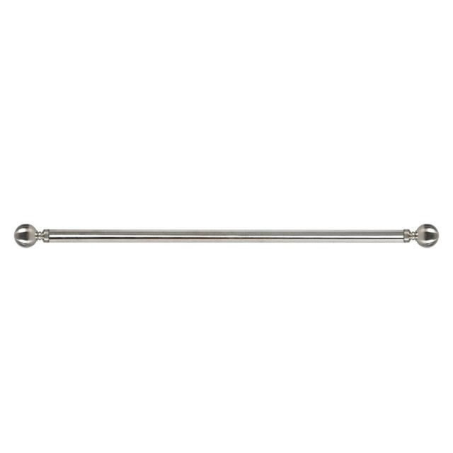 Marlow Satin Nickel Steel Curtain Rod Set Extendable Adjustable Quiet Silver Silver