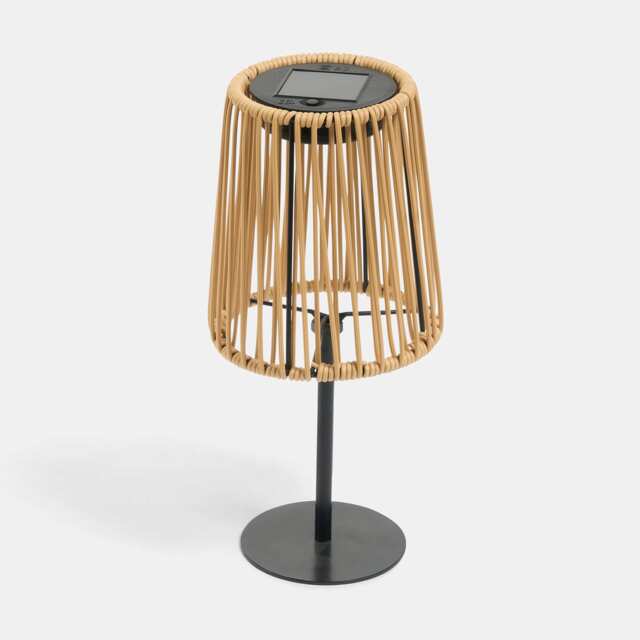 OHS Rattan Solar Table Lamp Cordless Outdoor Garden Light Auto Sensor Bronze Natural