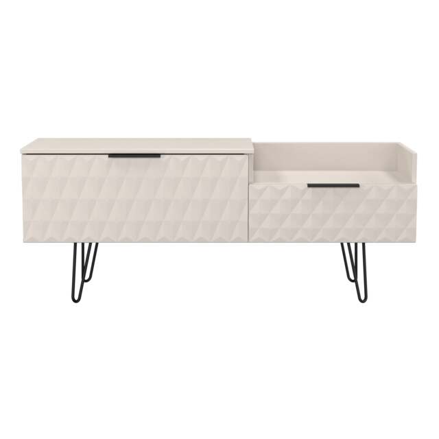 Islay 2 Drawer 2 Level Media Unit in Kashmir Matt (Ready Assembled) Cream Kashmir Matt