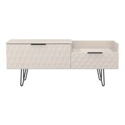 Islay 2 Drawer 2 Level Media Unit in Kashmir Matt (Ready Assembled) Cream Kashmir Matt