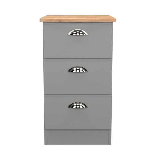 Albert 3 Drawer Bedside Cabinet in Dusk Grey & Riviera Oak (Ready Assembled) Grey Dusk Grey & Riviera Oak