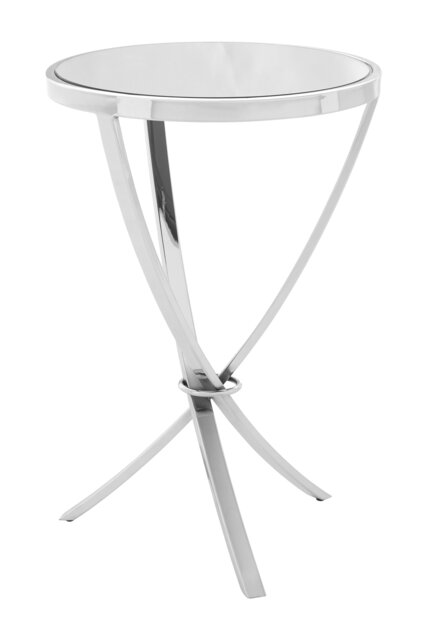 Allure Chrome Pinched Round Side Table Silver