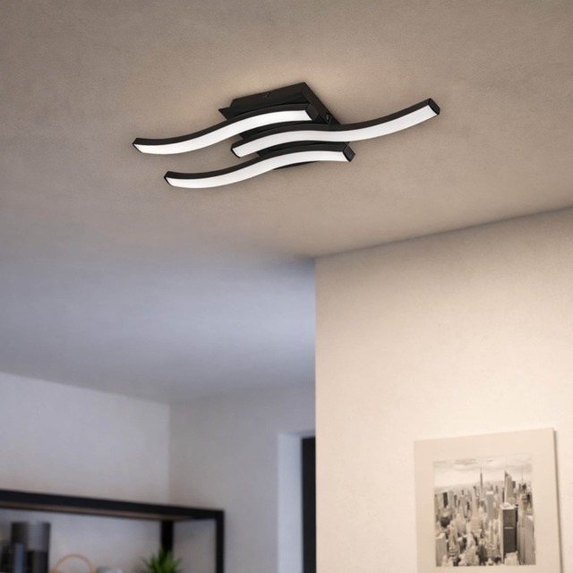 EGLO Basic Cabezas-E Black Steel & Plastic 3 Flame Wall/Ceiling Light, 3000K