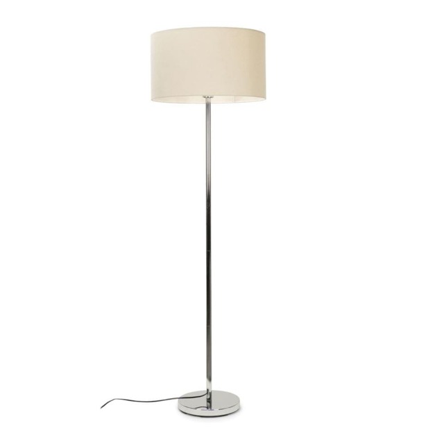 ValueLights Charlie Chrome Floor Lamp Cream Shade