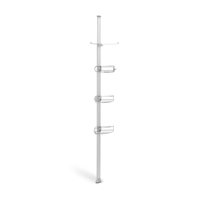 Simplehuman Medium Tension Shower Caddy with Adjustable Shleves, Extends 1.5 to 2.4m Silver Matt Stainless Steel + Anodised Aluminium Medium 1