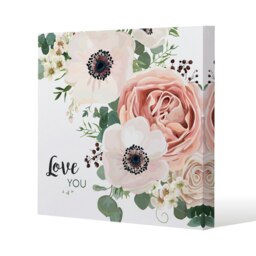 Garden Flower, Pink Peach Rose, White Anemone (Canvas Print)