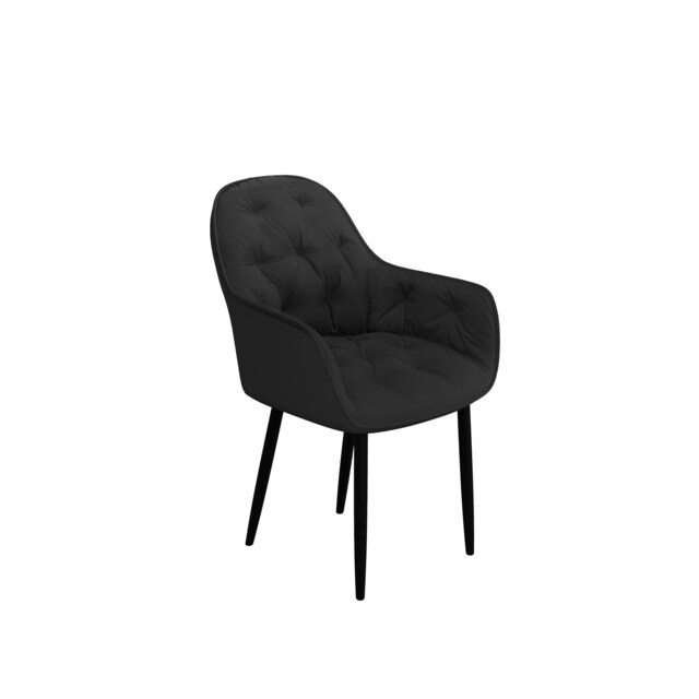 Set Of 4 Anika Modern Velvet Dining Chair Padded Seat Metal Legs (Black) Black Black One Size