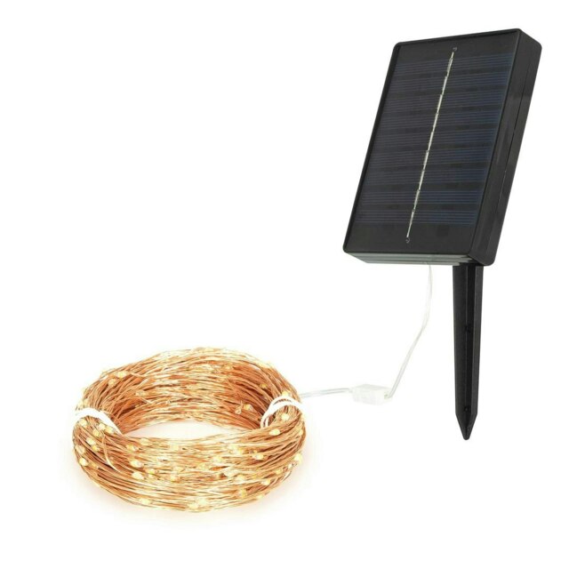 GardenKraft 200 Micro Copper Solar LED String Lights - Warm White Copper