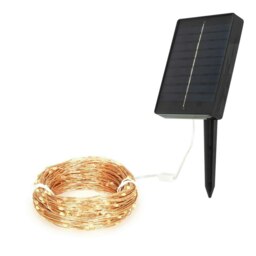 GardenKraft 200 Micro Copper Solar LED String Lights - Warm White Copper
