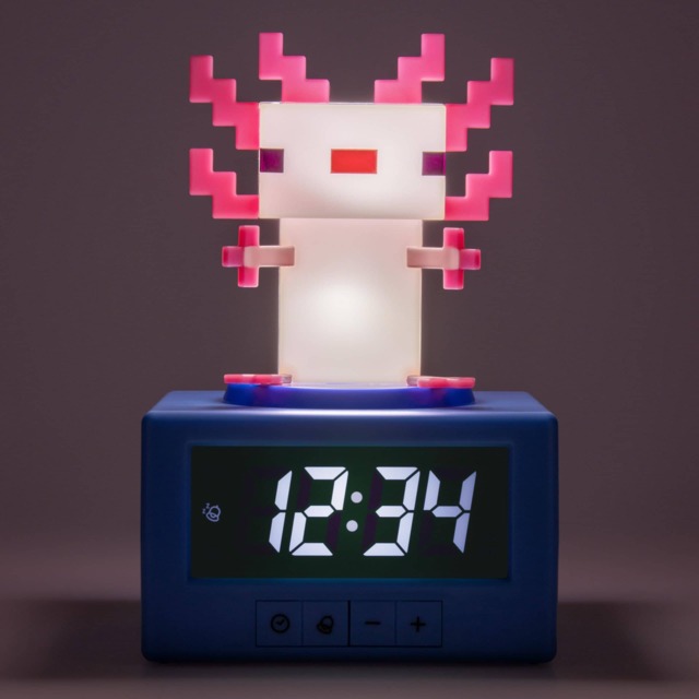 Minecraft Axolotl Digital Alarm Clock with Night Light, Gaming Decor Gift for Kids Teens, Official Licensed, Paladone
