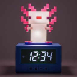 Minecraft Axolotl Digital Alarm Clock with Night Light, Gaming Decor Gift for Kids Teens, Official Licensed, Paladone