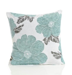 Poppy Chenille 45cm x 45cm Blue Cushion Set of 4 Blue Cream & Grey 45cm x 45cm x 10cm 4