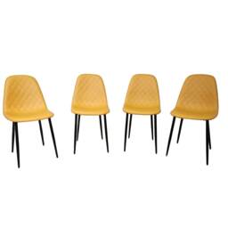 Dining Chairs Set of 4 Mustard Leather Kitchen Chairs Brown