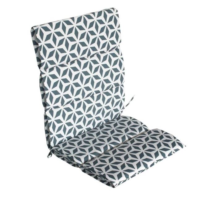 Gardenwize Geo Grey Full Length Bench Seat Pad Cushions Outdoor (Pair)