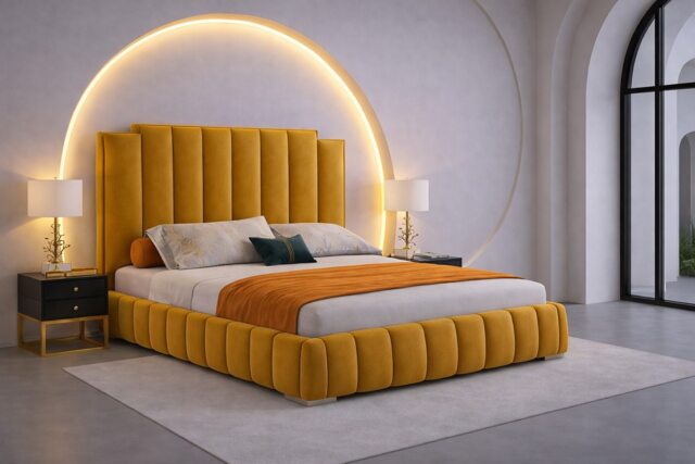 Plush velvet cassie mustard 3ft single bed frame