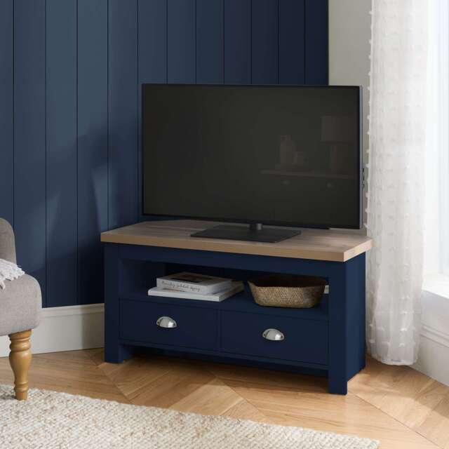 Highgate Corner TV Unit Navy Oak
