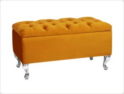 Londona 120cm Chesterfield Ottoman Storage Bench - Plush Velvet Shoe Bench - Burnt Orange Upholstery Footstool with Storage
