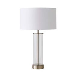 ValueLights Balan Brushed Chrome Table Lamp White Shade