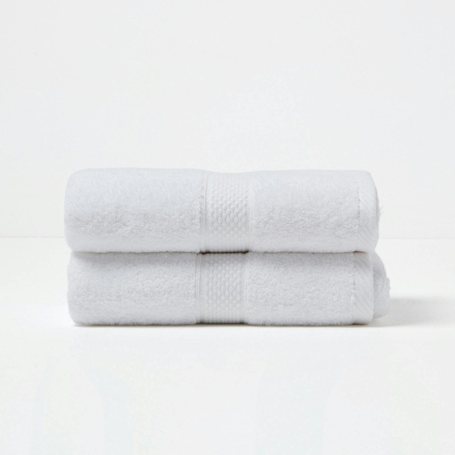 Homescapes Turkish Cotton Hand Towel Set of 2 - White White Hand towel 2