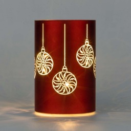 17cm Christmas Decorated Vase Led Red Glass Baubles design