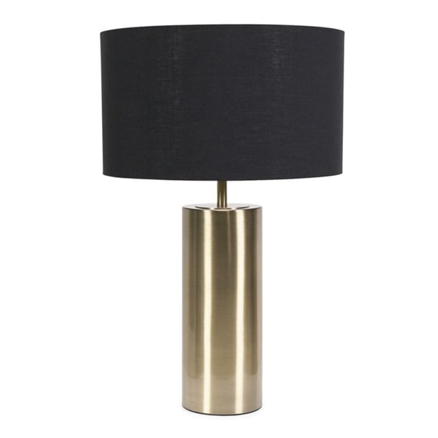 ValueLights Lexy Antique Brass Dimmable Table Lamp Black Gold Shade and Bulb