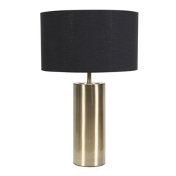 ValueLights Lexy Antique Brass Dimmable Table Lamp Black Gold Shade and Bulb
