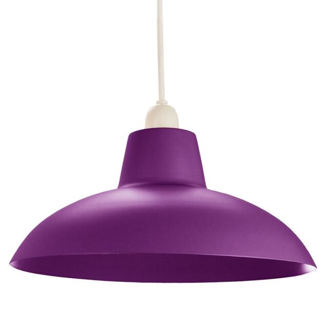 Industrial Retro Designed Matt Purple Curved Metal Ceiling Pendant Light Shade Purple Purple 1