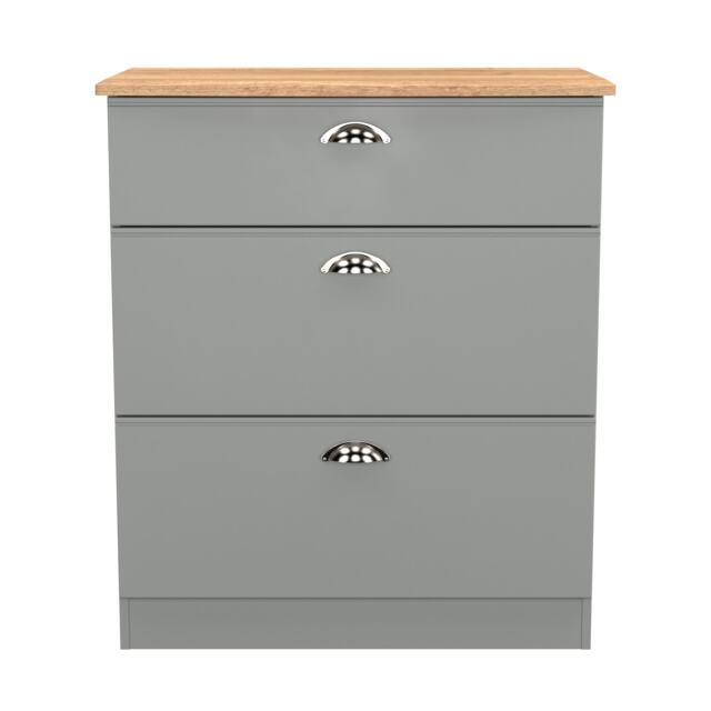 Albert 3 Drawer Deep Chest of Drawers in Dusk Grey & Riviera Oak (Ready Assembled) Grey Dusk Grey & Riviera Oak