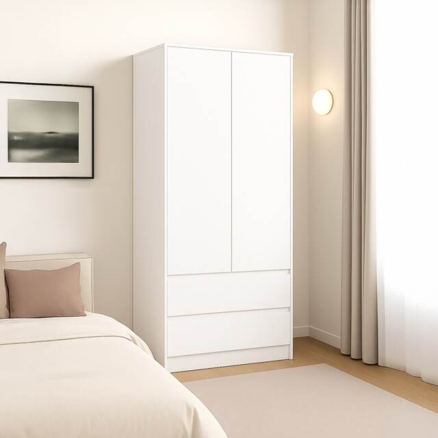 Vida Designs Denver 2 Door 2 Drawer Wardrobe With Shelf & Clothes Rail, White