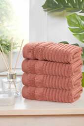 Linear Pure Cotton Face Cloth Towels Set Of 4 Red Face cloth 4