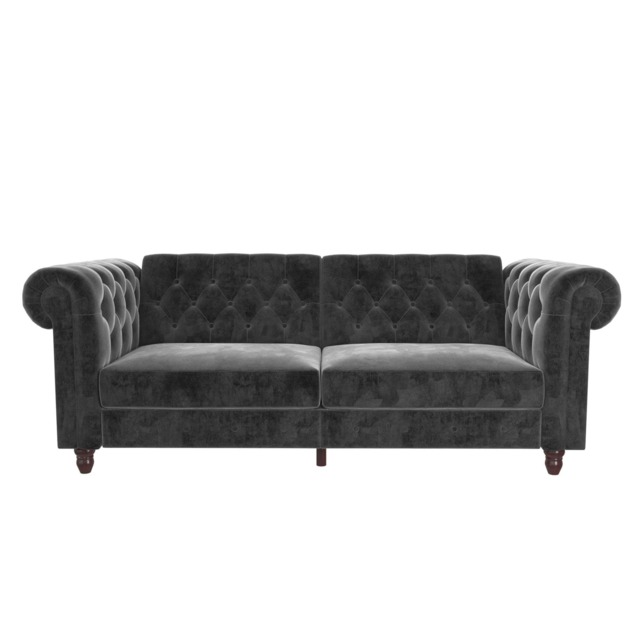 Felix chesterfield sofa bed in velvet grey Grey GREY Not provided