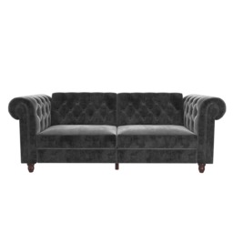 Felix chesterfield sofa bed in velvet grey Grey GREY Not provided