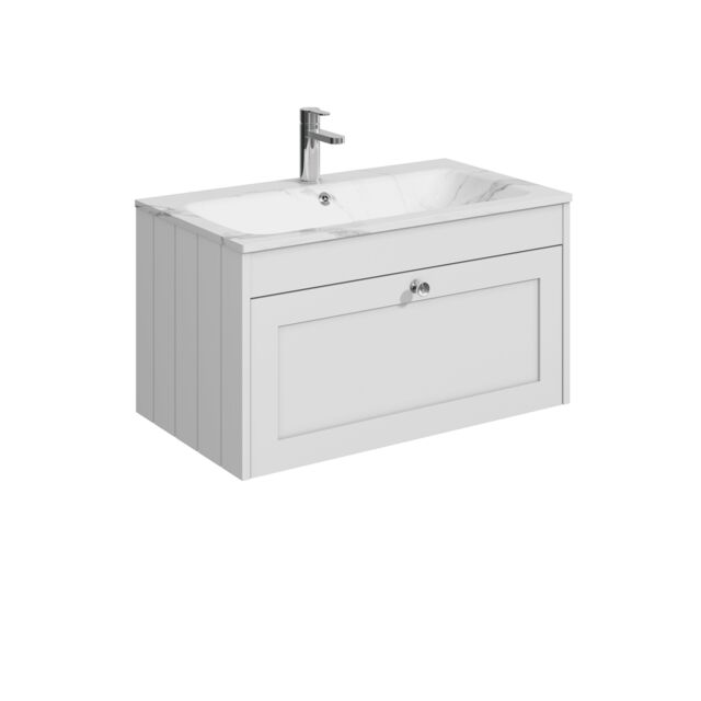 Balterley Wall Hung 1 Drawer Unit with Stone Basin 1 Tap Hole White 431 x 800 x 453mm