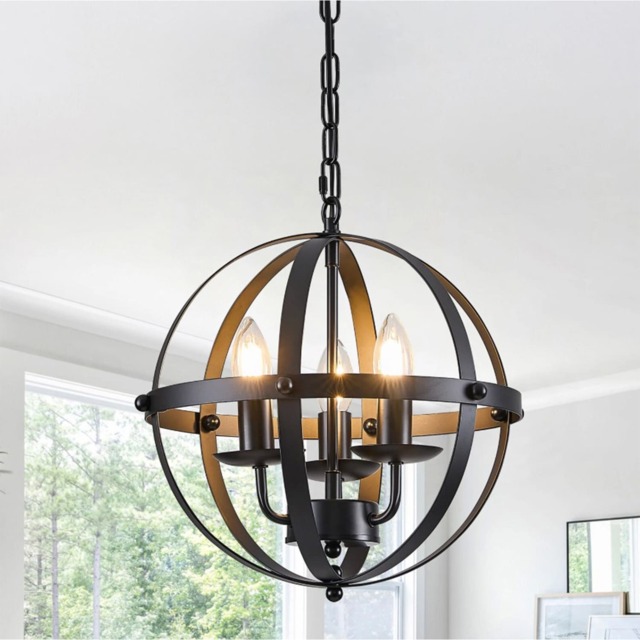 Pendant Light Industrial Globe Lighting Chandelier Hanging Black 32cm