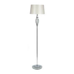 Tall Living Room Silver Metal Twist Detail Floor Lamp
