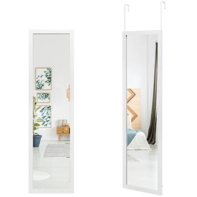 COSTWAY Full Length Mirror Over the Door Wall Hanging White White