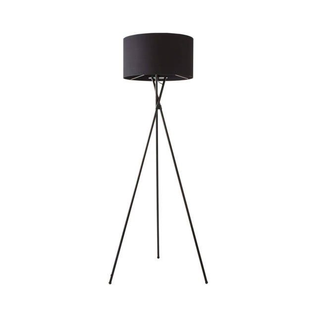 ValueLights Camden Black Tripod Floor Lamp Black Shade